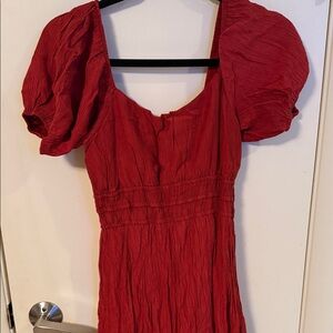 Elegant Red Puff maxi Sleeve Dress